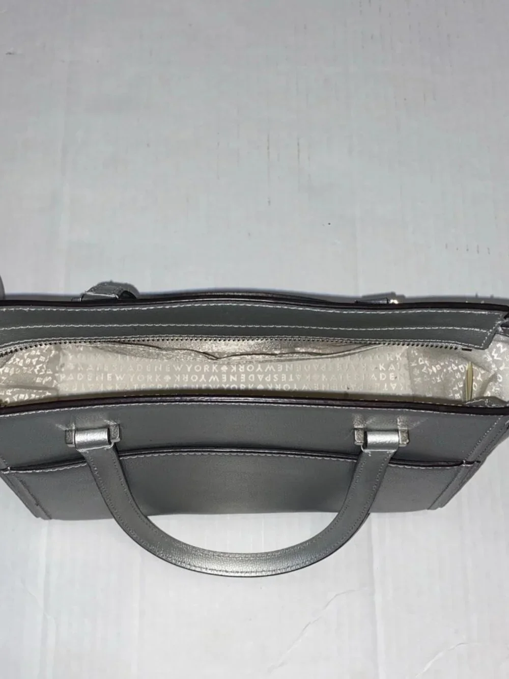 Kate Spade New York Patterson Drive Geraldine Satchel Bag in Silver, EUC